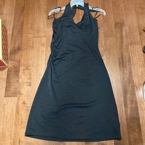 Black shiny halter dress